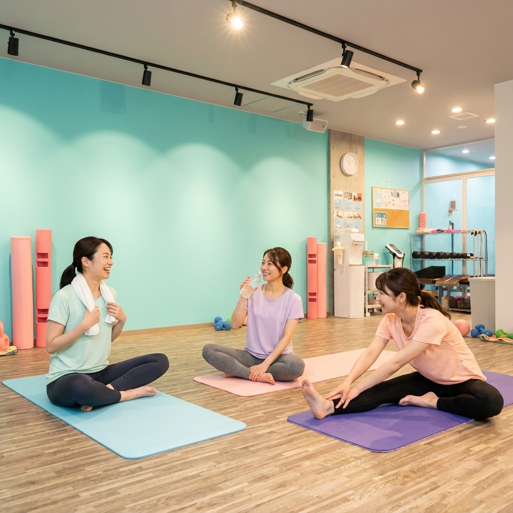 Japanese women enjoying semi-personal training